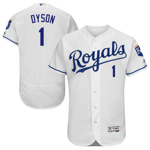 Royals #1 Jarrod Dyson White Flexbase Authentic Collection Stitched MLB Jersey
